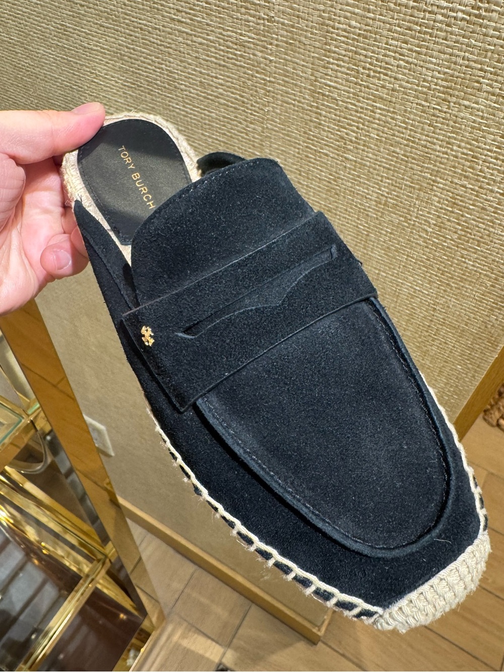 Tory Burch Everly Cork Slide Suede Leather Mule Shoes